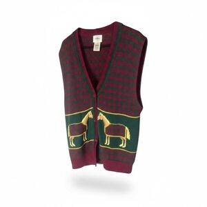 Miller's sportific Collection Womens XL Equestrian Horse Knit Cardigan Vest